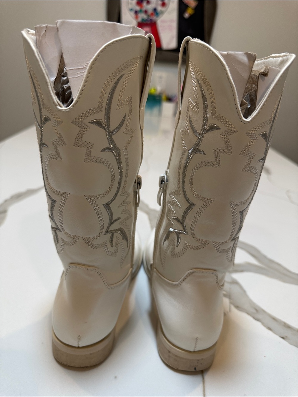 ILV White Girls Western Cowboy Cowgirl Boots size 3 - Picture 8 of 8